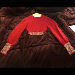 Red full sleeves crop top